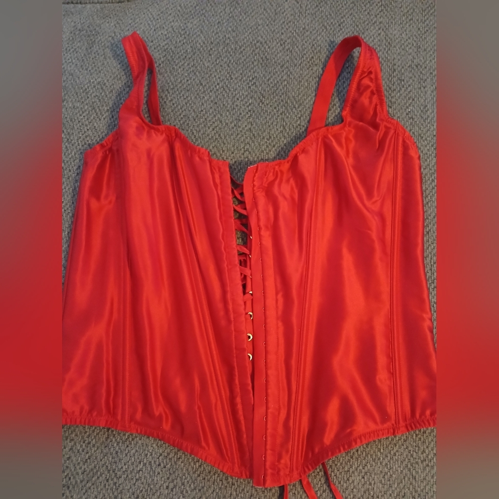 Victoria's Secret Classic Red Satin Corset Top